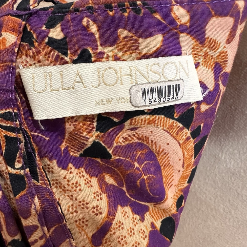 Ulla‎ Johnson Phoebe Strappy Cutout Cotton Midi Dress Batik Purple Brown Boho Sm - Picture 10 of 12